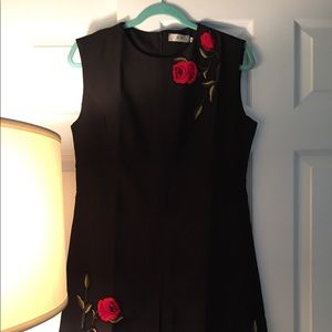 Dresses - Women Black Dress with Red Roses Dresses - Women Black Dress with Red Roses